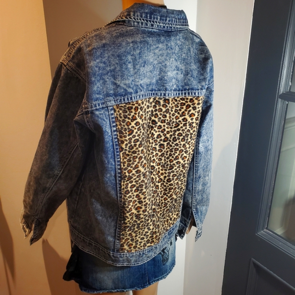 F21 Cheetah Print Jean Jacket